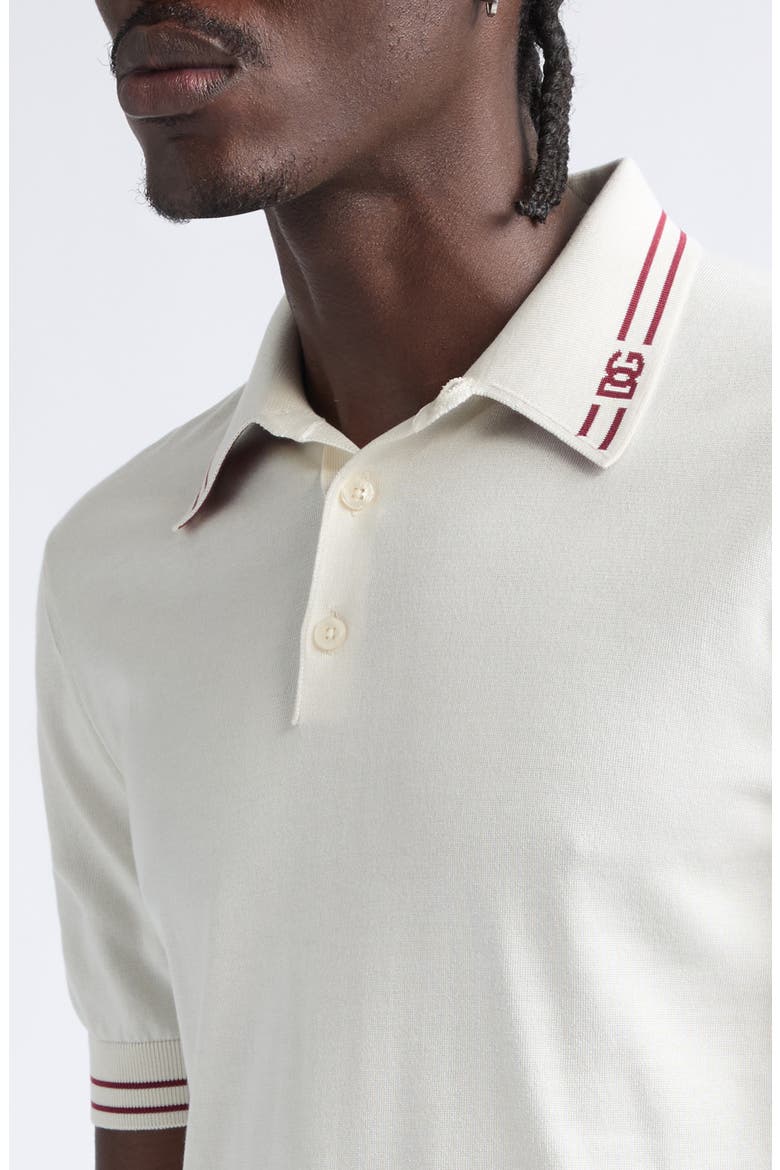 Tipped Silk Polo, Alternate, color, W0001 BIANCO NATURALE