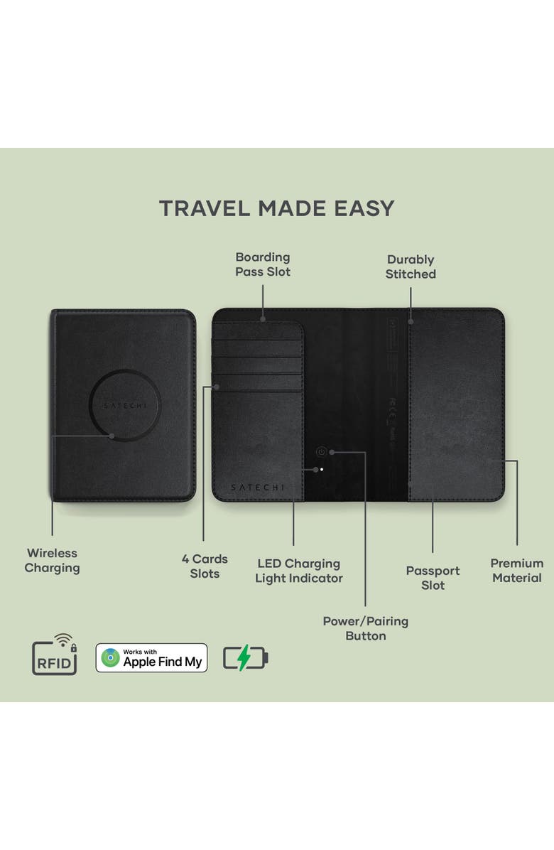 Satechi Vegan Leather FindAll Passport Cover, Alternate, color, Black