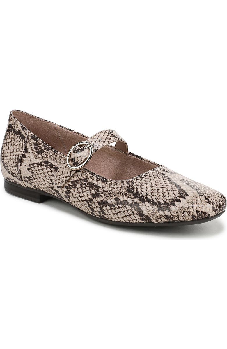 Naturalizer Kelly Mary Jane Flat, Main, color, Beige Snake Print Faux Leather