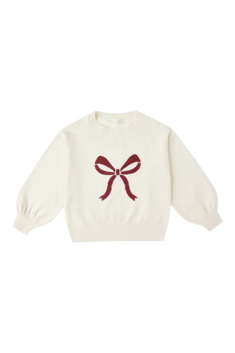 Bow Jacquard Sweater, Main, color, NATURAL