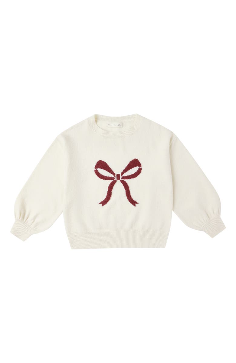 Rylee + Cru Bow Jacquard Sweater, Main, color, Natural