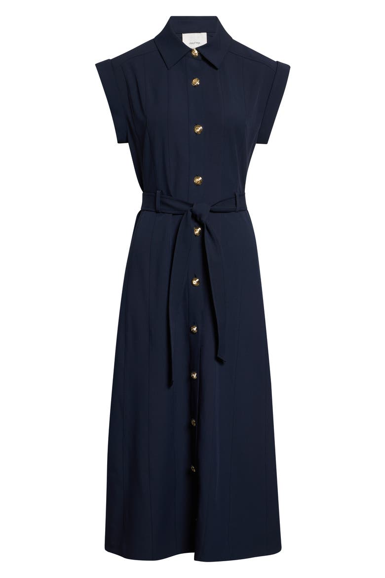 Milo Stretch Midi Shirtdress, Alternate, color, NAVY