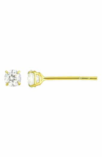 CANDELA JEWELRY 14K Gold Round Cut CZ Stud Earrings