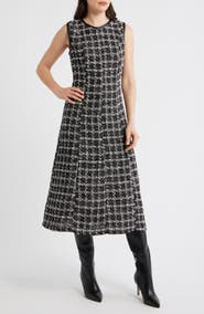 Maggy London Tweed Sleeveless Fit & Flare Midi Dress
