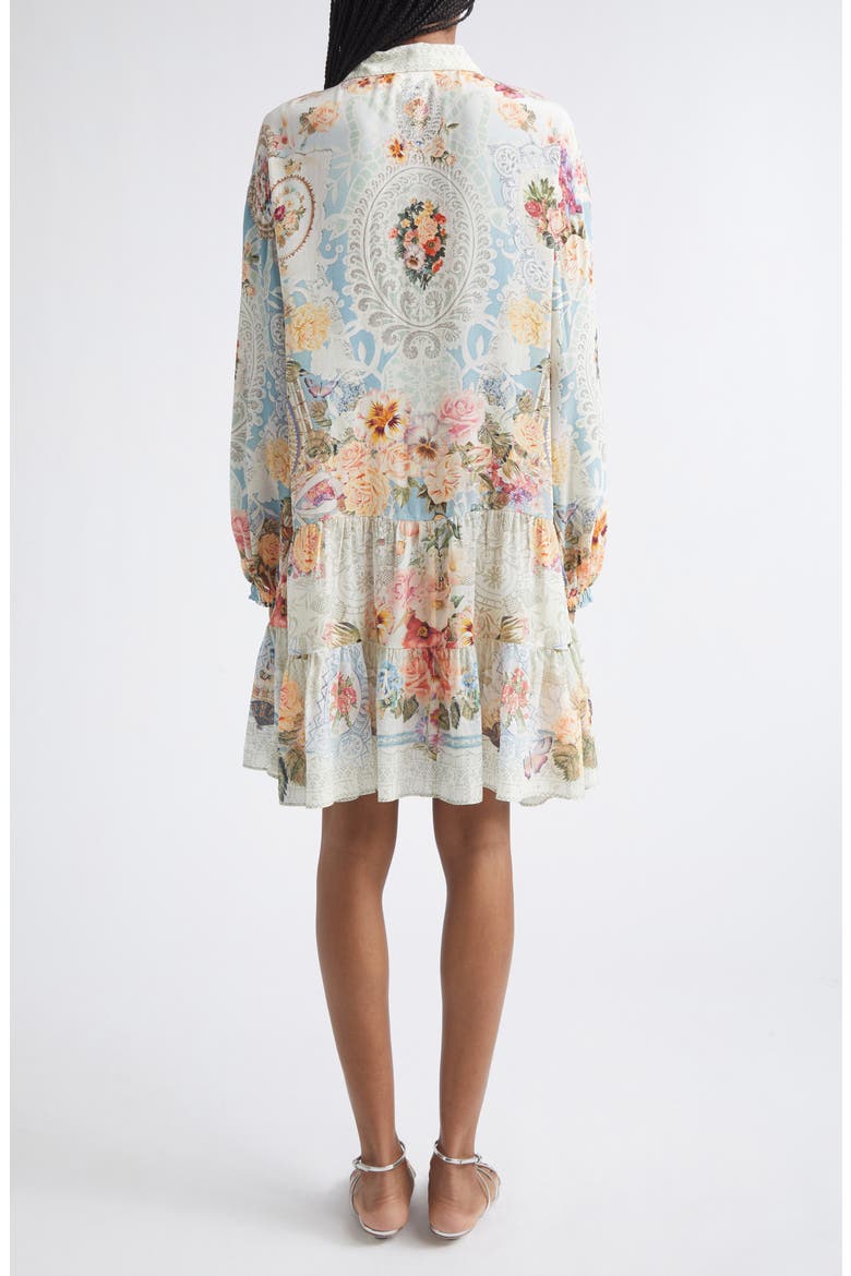 Floral Print Long Sleeve Silk Shirtdress, Alternate, color, A TASTE FOR LACE