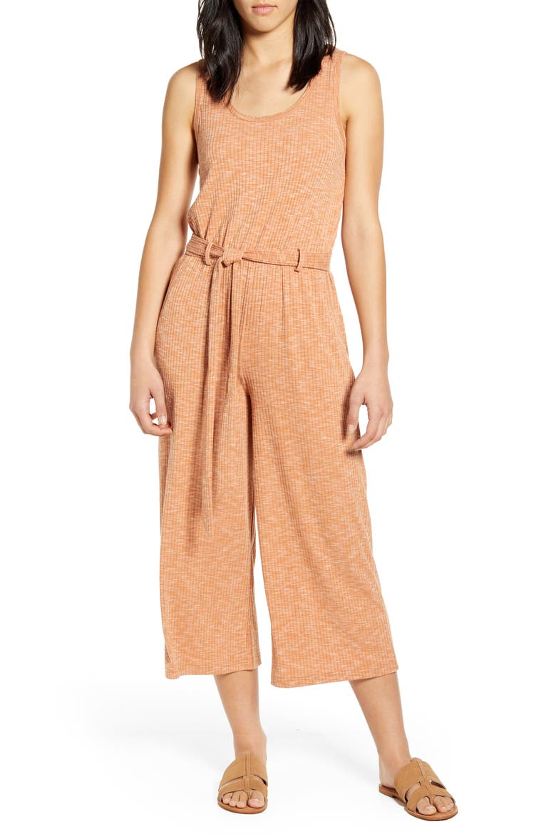 Devin Mélange Rib Jumpsuit, Main, color, HAZEL