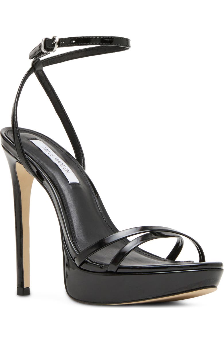 Steve Madden Juni Ankle Strap Platform Stiletto Sandal, Main, color, Black Patent