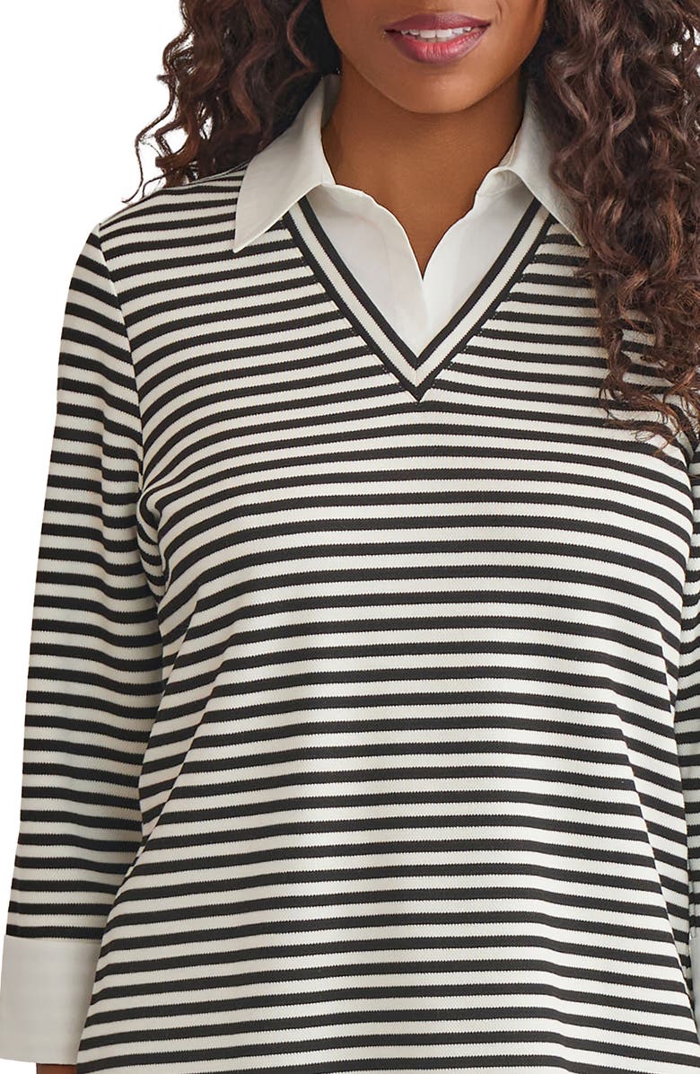 Jones New York Stripe Mixed Media Top, Alternate, color, 
