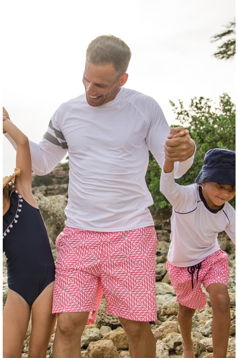 Kids' Nautical Knots Volley Board Shorts, Alternate, color, RED