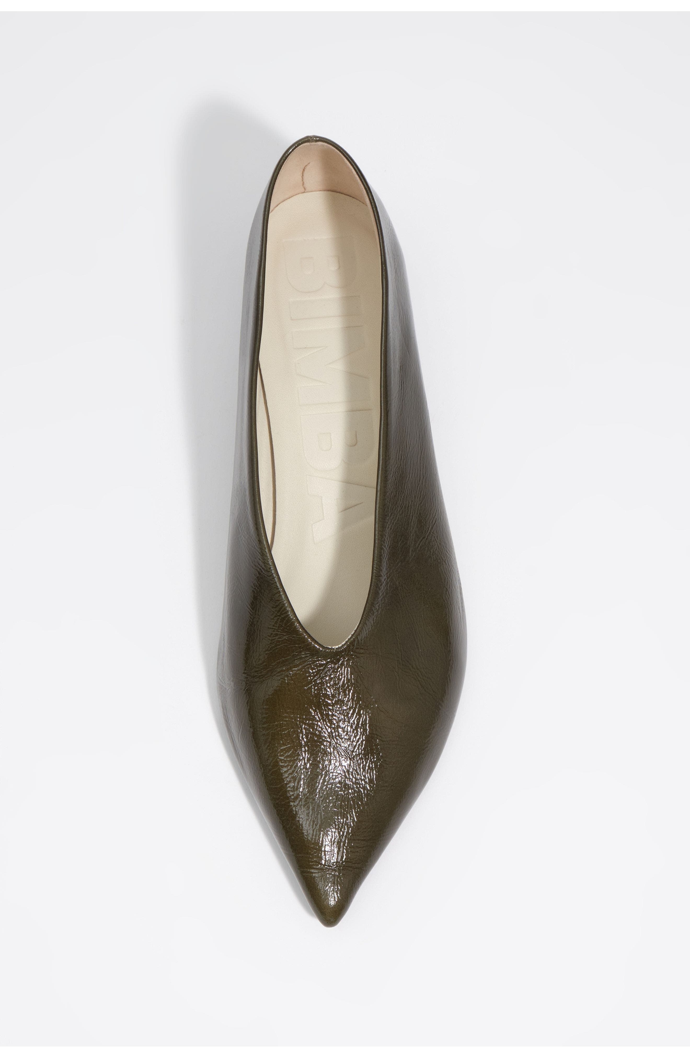 Leather low heel court shoe, Alternate, color, DARK GREEN
