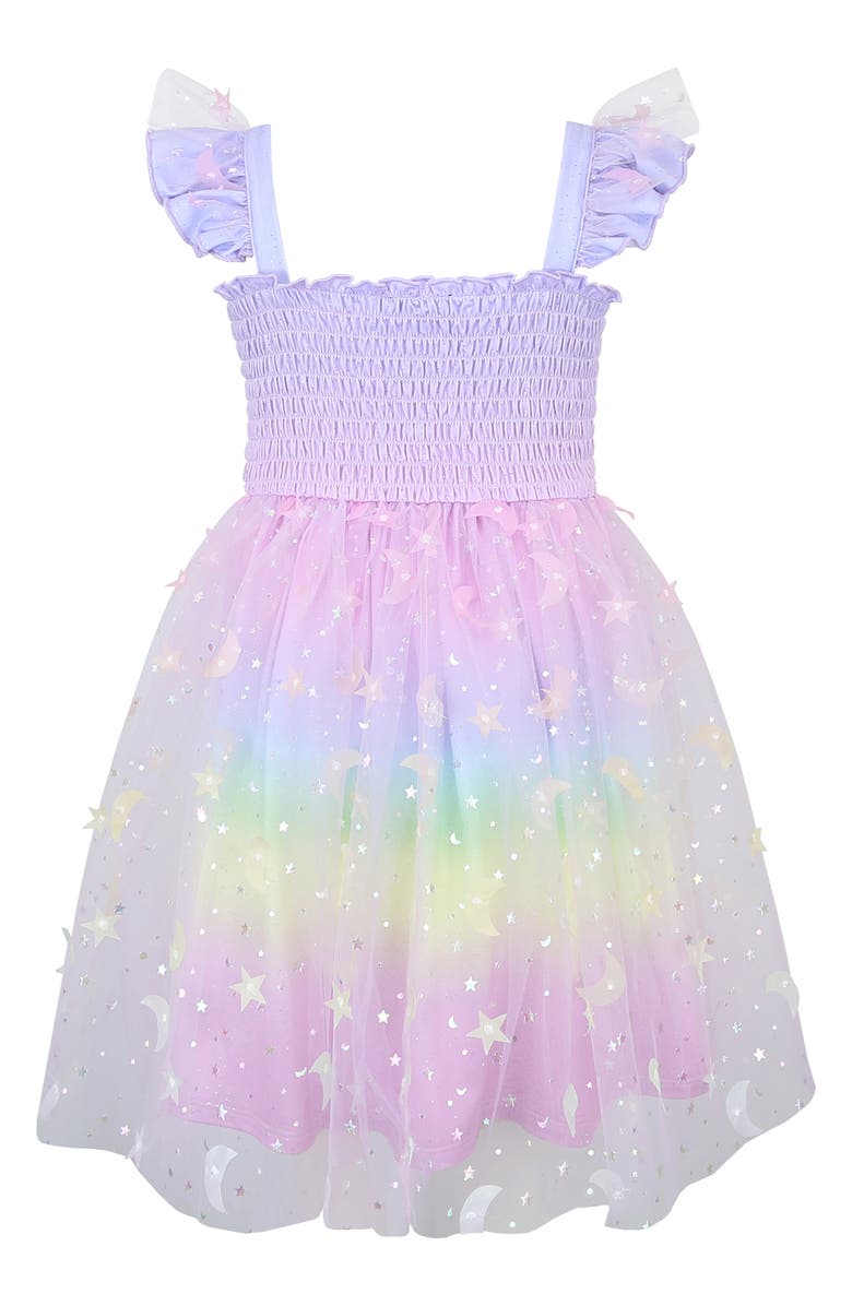 Zunie Kids' Glitter Flutter Sleeve Smocked Bodice & Tulle Skirt, Alternate, color, 