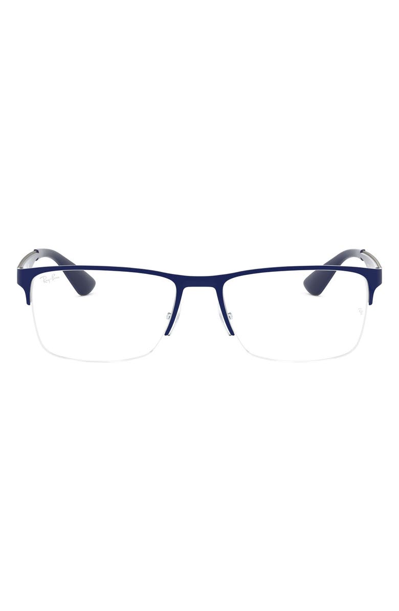 Ray-Ban 54mm Semi Rimless Rectangular Optical Glasses, Main, color, Navy