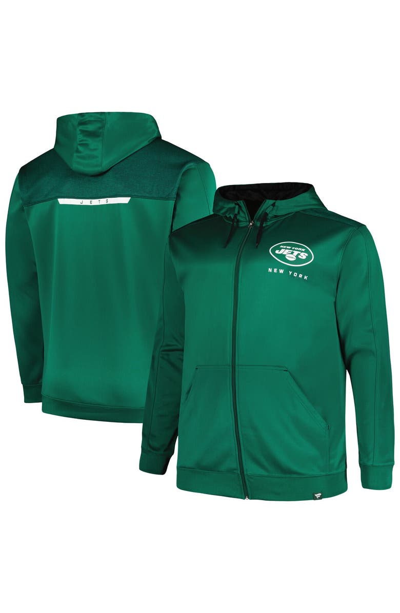 PROFILE Men's Profile Green New York Jets Big & Tall Defender Full-Zip Hoodie, Alternate, color, 