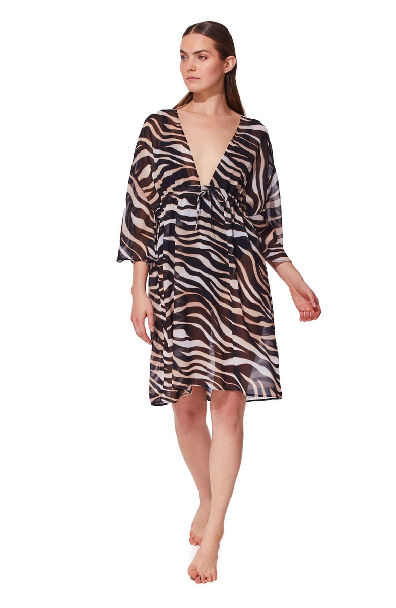 Gottex Nambiti V Neck Beach Dress Cover-Up, Alternate, color, Safari