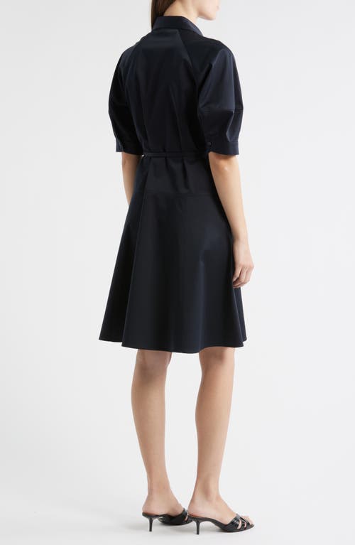 Hugo Boss Boss Delaurena Belted Stretch Cotton Shirtdress In Blue