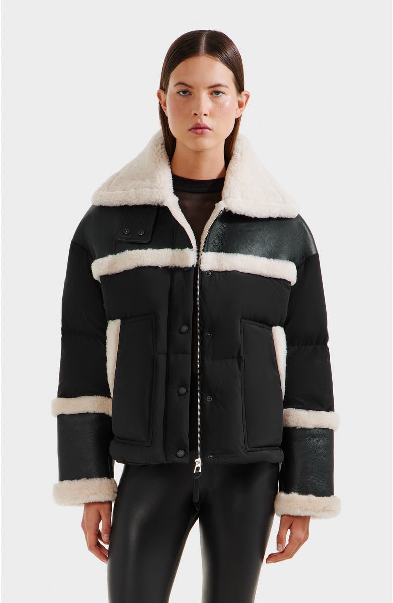 Rudsak Shirley Down & Shearling Puffer, Main, color, Black