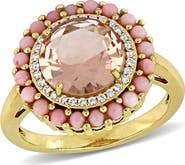 DELMAR Morganite, Pink Opal & Lab Grown White Sapphire Halo Ring