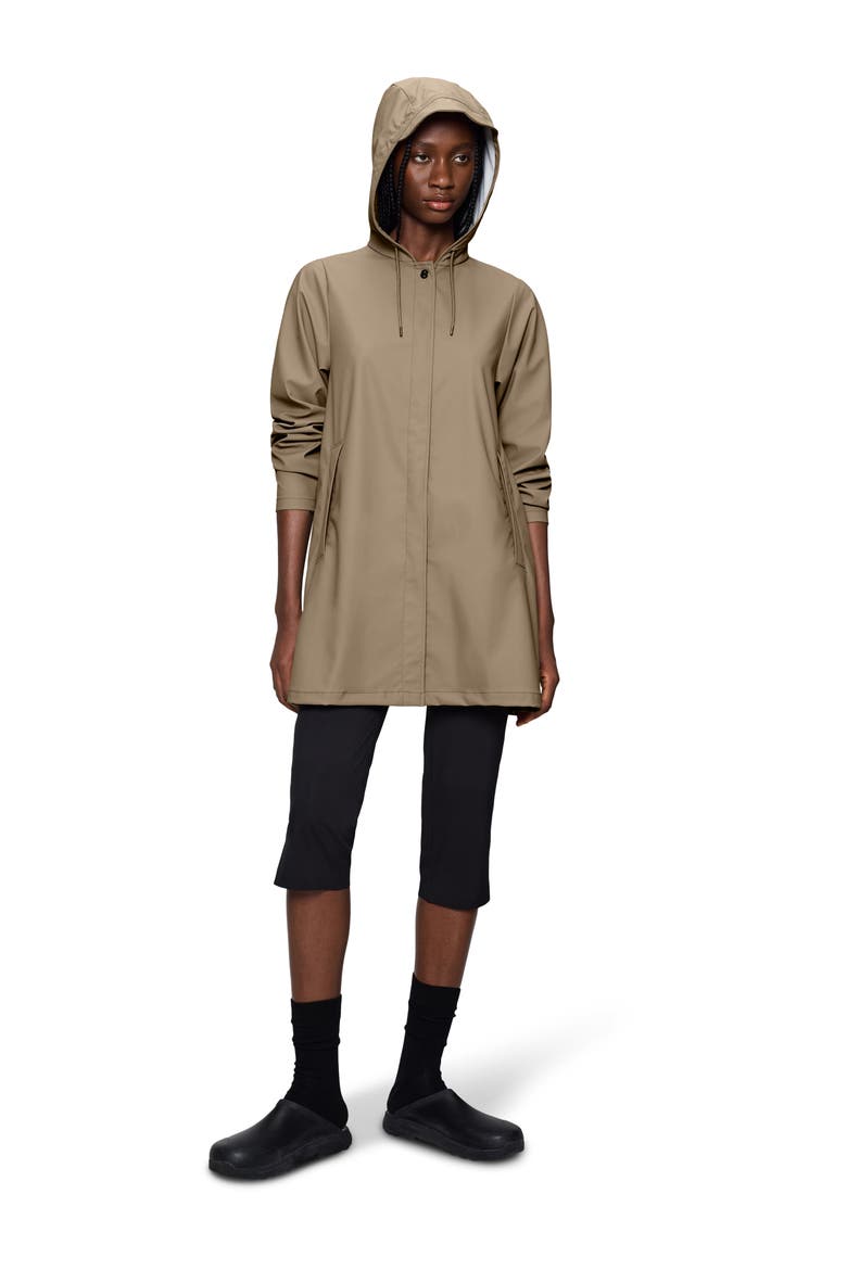 Waterproof A-Line Rain Jacket, Alternate, color, BEIGE