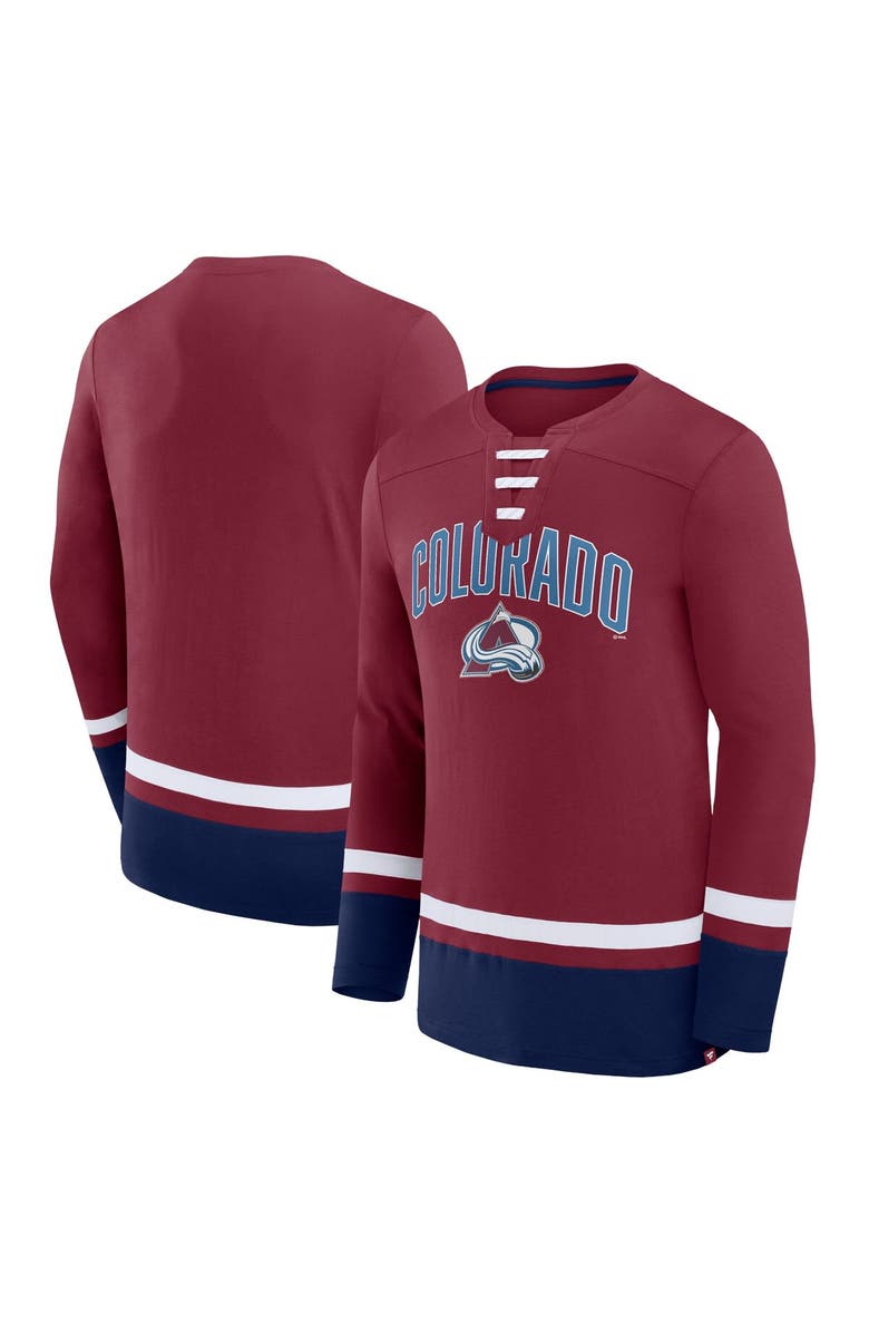 FANATICS Men's Fanatics Branded Burgundy Colorado Avalanche Back Pass Lace-Up Long Sleeve T-Shirt, Main, color, Burgundy