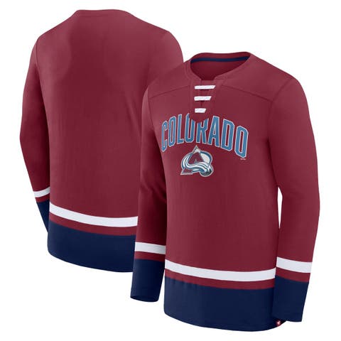 Men's Fanatics Branded Burgundy Colorado Avalanche Back Pass Lace-Up Long Sleeve T-Shirt