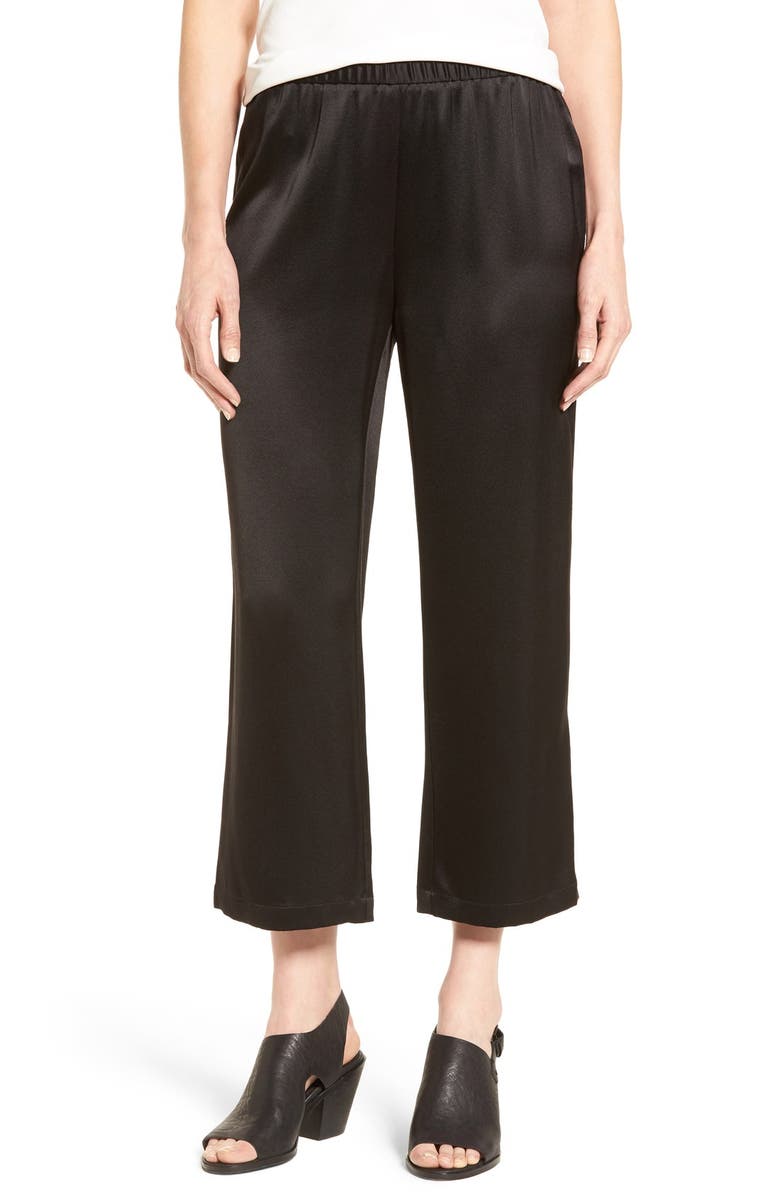 Eileen Fisher Silk Satin Crop Pants, Main, color, 