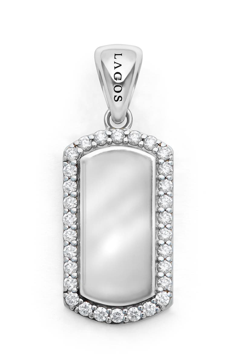 LAGOS Men's Anthem Diamond Tag Amulet, Main, color, White