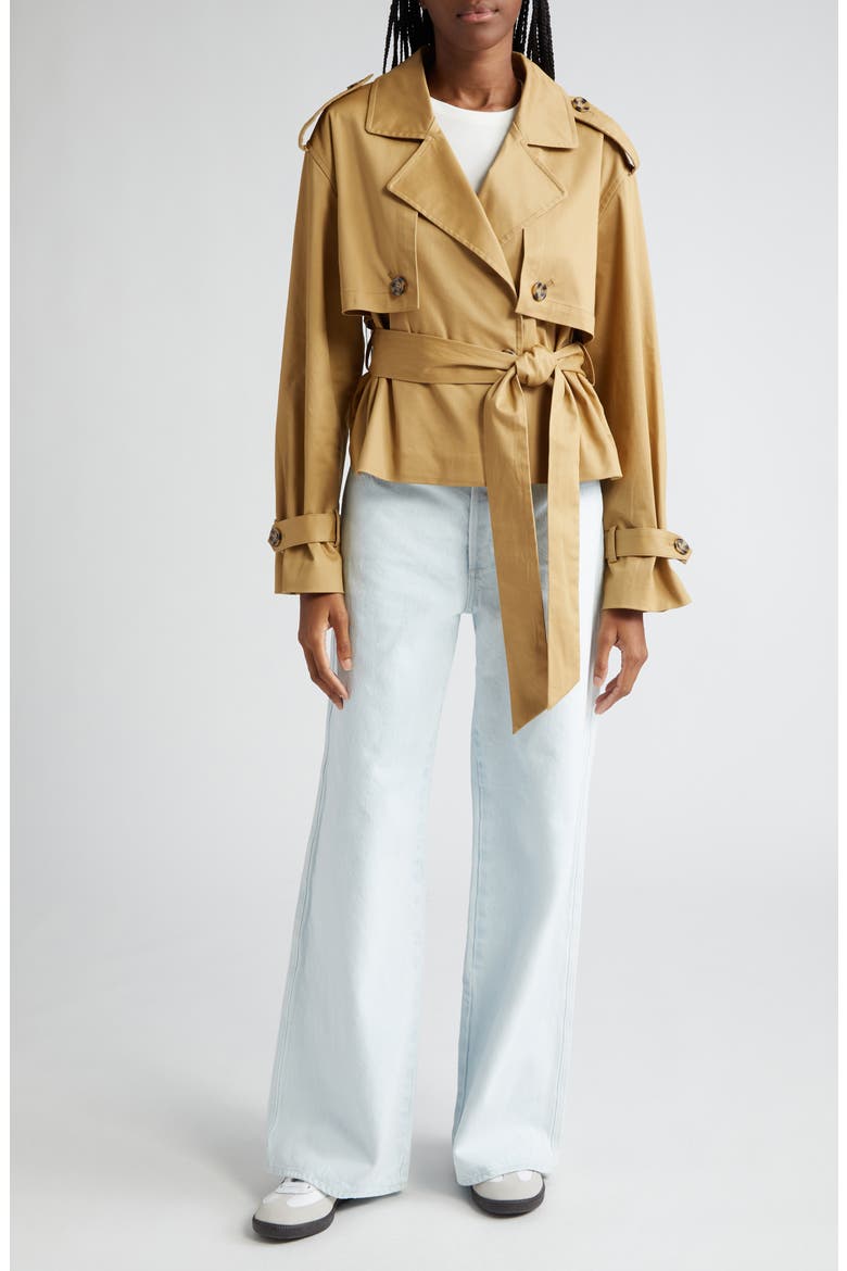 The Charles Crop Trench Coat, Alternate, color, SAND
