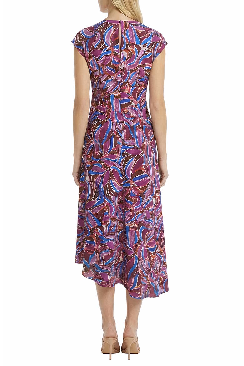 Print Cap Sleeve Midi Dress, Alternate, color, ECRU/ BERRY