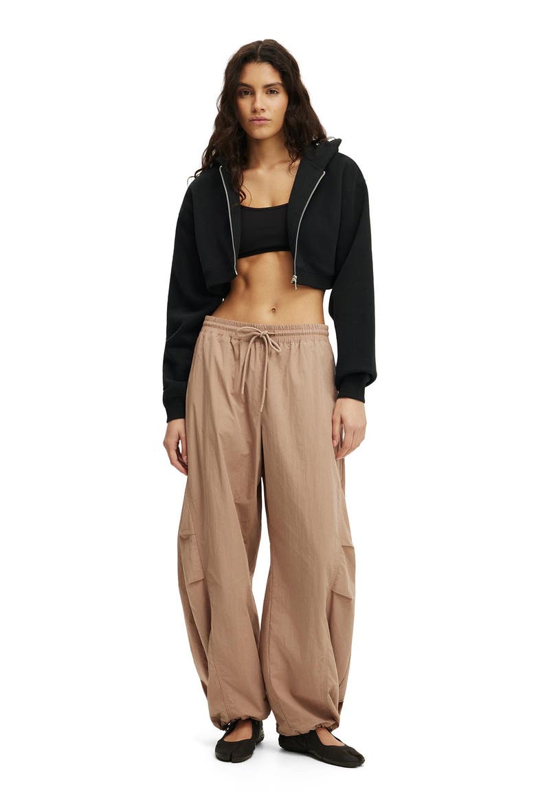 Women's Active Plush Micro Cropped Zip Through, Alternate, color, Black