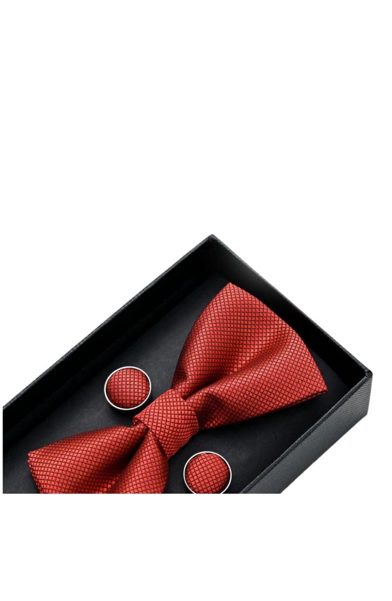 MOUSTACHE Crosshatch Bow Tie Set, Alternate, color, Orange Red