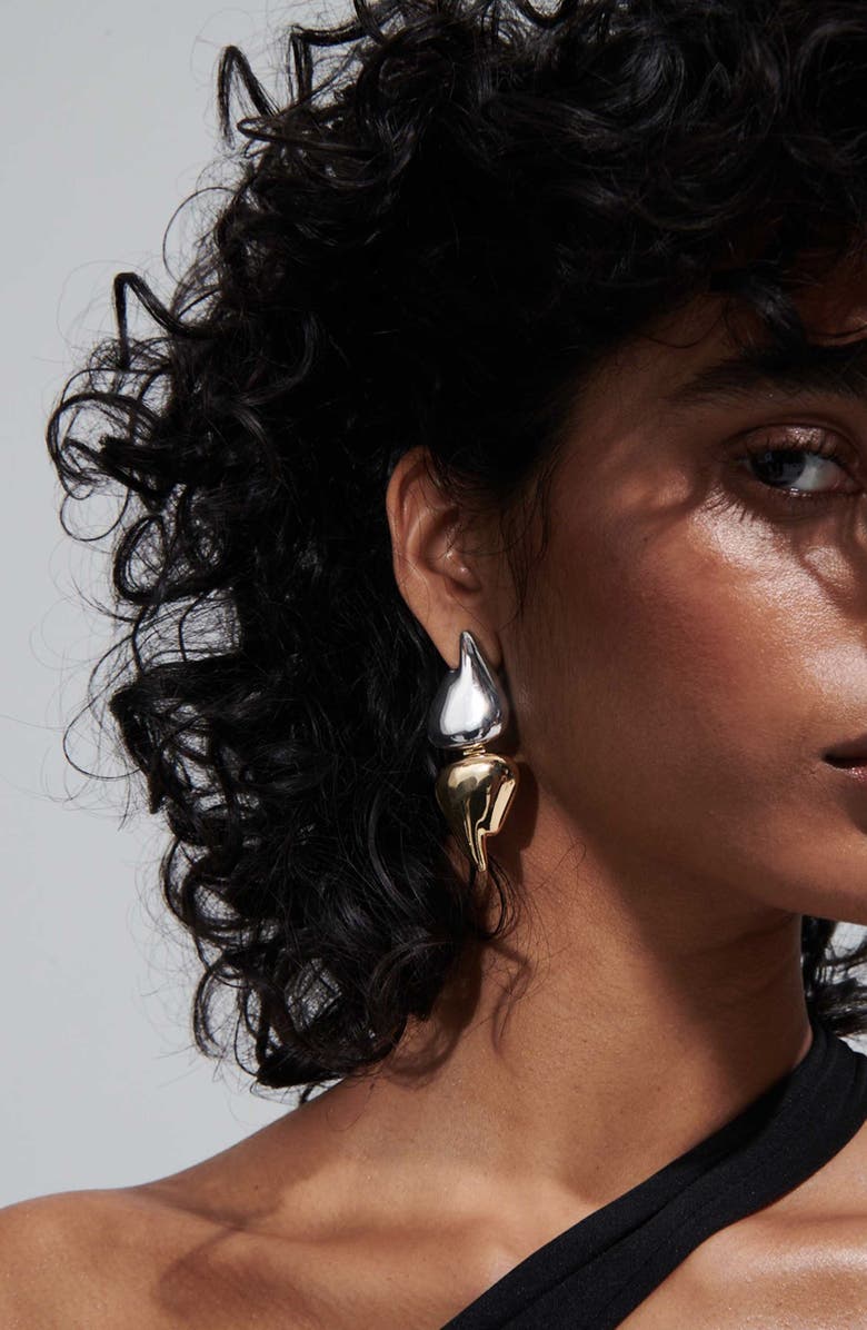 DEMARSON Blaze Mixed Metal Convertible Drop Earrings, Alternate, color, Gold