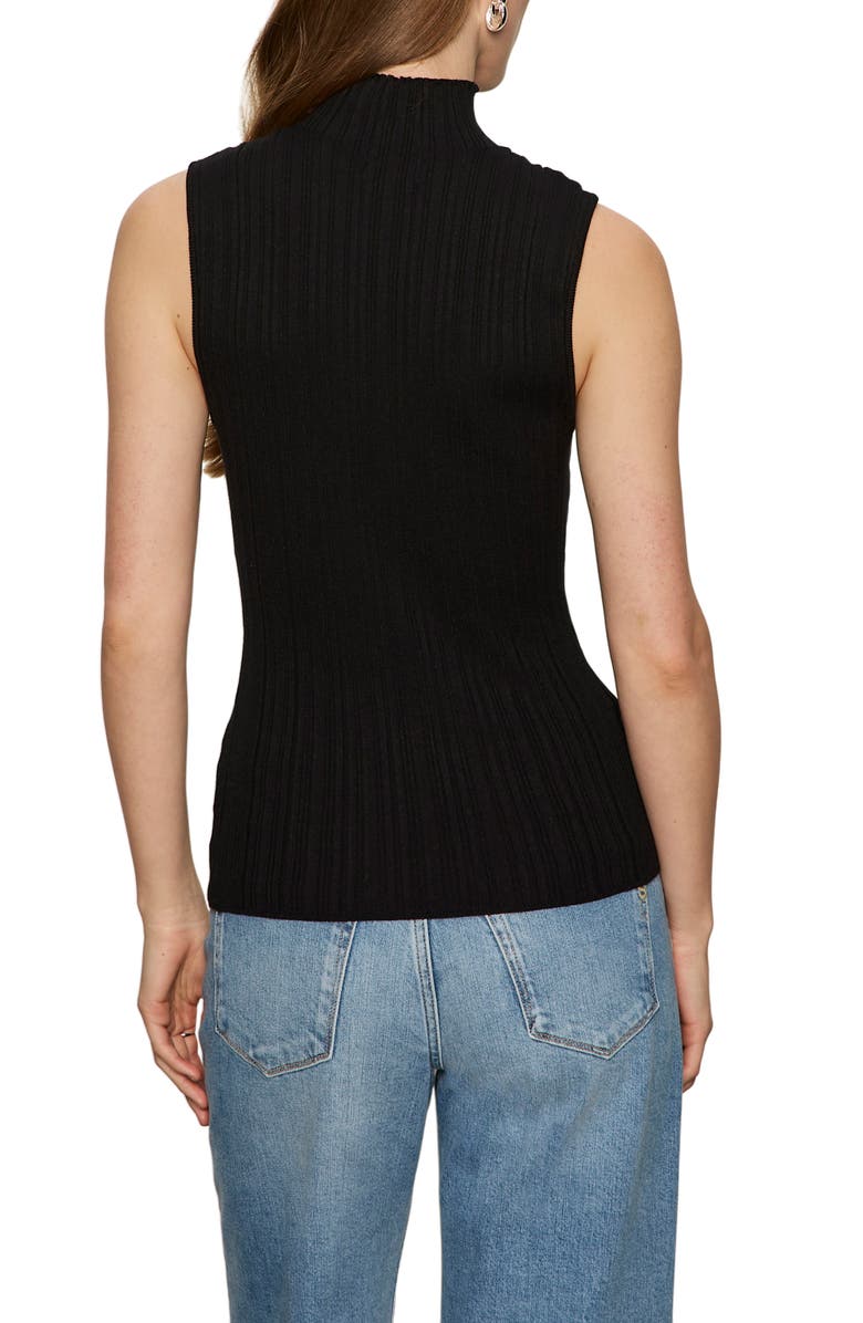 Sanctuary Ribbed Funnel Neck Sleeveless Top, Alternate, color, Black