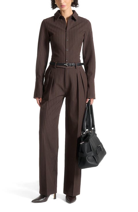 Julie Pinstripe Twin Pleat Tailored Trousers