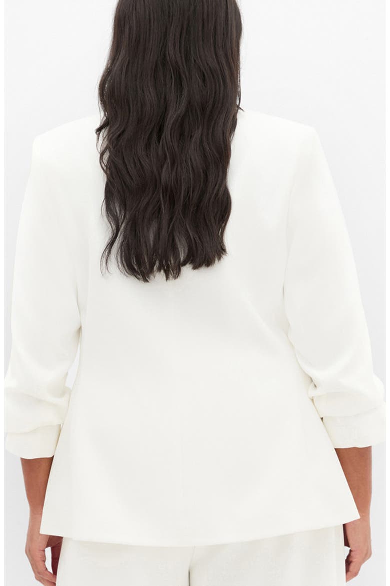 Abbie Ruched Sleeve Blazer, Alternate, color, IVORY