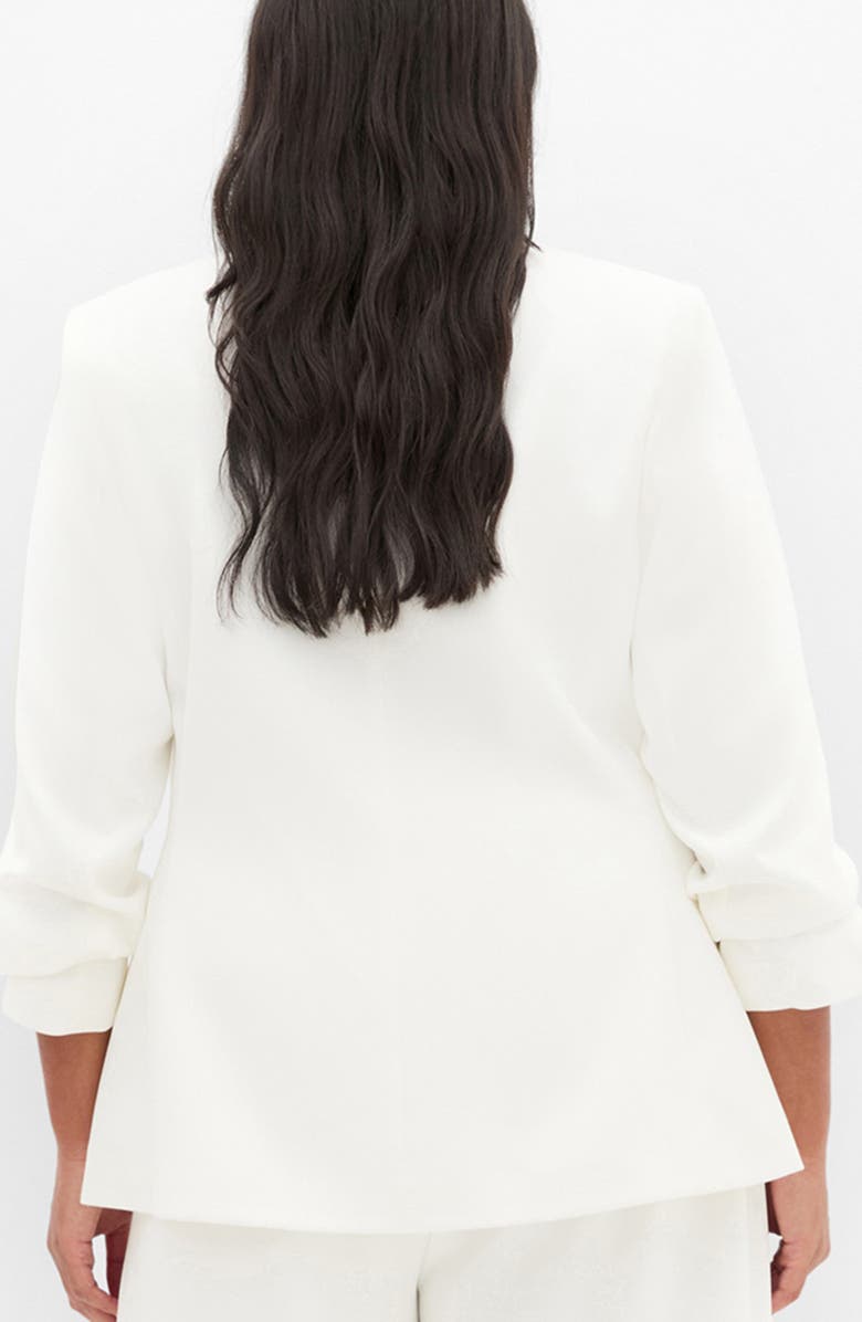 City Chic Abbie Ruched Sleeve Blazer, Alternate, color, Ivory