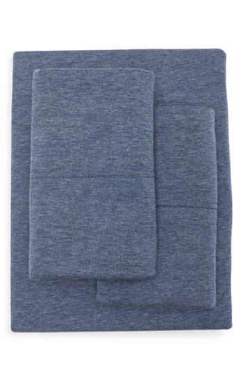 Nordstrom Rack Heathered Jersey 4-piece Sheet Set In Blue