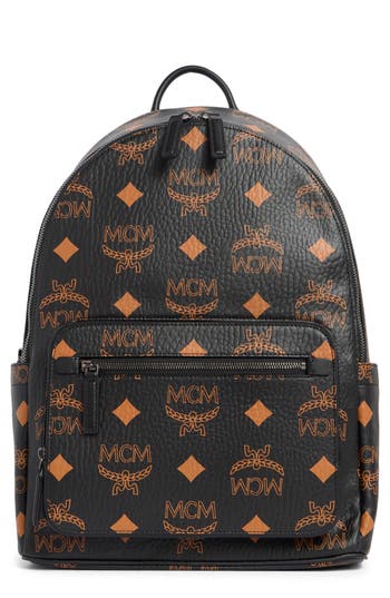 Mcm Stark Coated Canvas Monogram Backpack In Black
