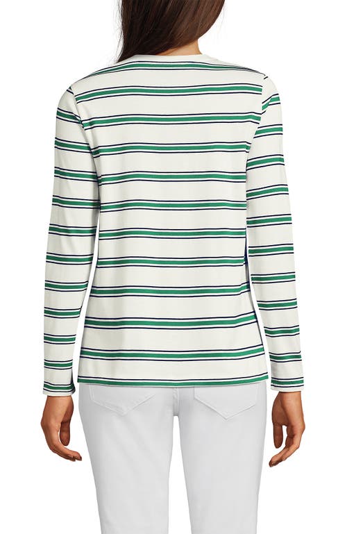 Lands' End Relaxed Supima Cotton Long Sleeve V-neck T-shirt In Multi