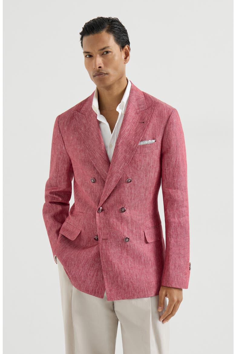 Linen denim jacket, Main, color, Strawberry