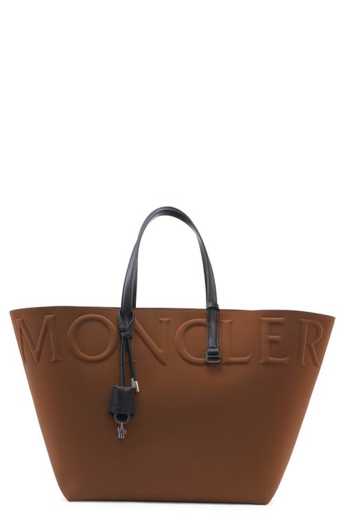 Moncler Very Large Rubberised Tote Bag In Brown