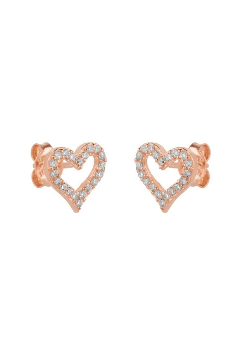Heart Sterling Silver Stud Earrings, Main, color, Rose gold