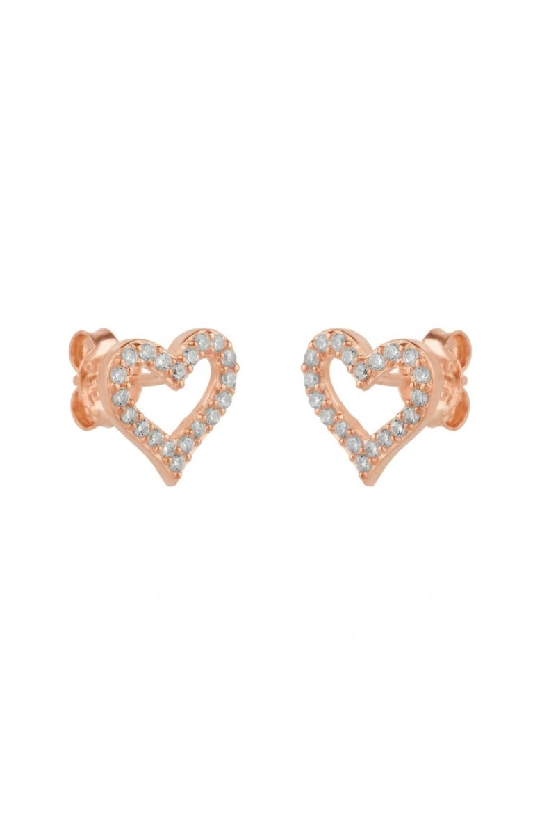 Spero London Heart Sterling Silver Stud Earrings, Main, color, Rose Gold