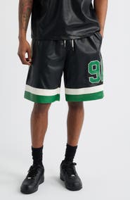 CRIMINAL DAMAGE Stadium Faux Leather Shorts