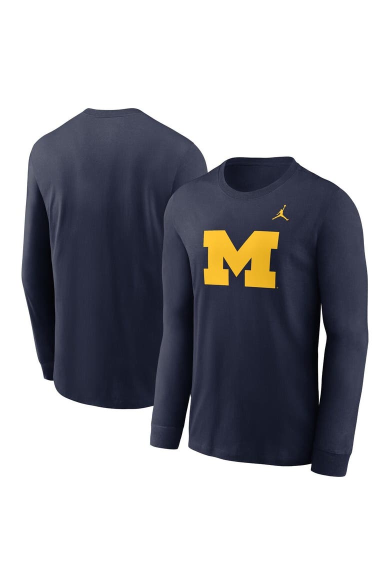 Men's Jordan Brand Navy Michigan Wolverines Primary Logo Long Sleeve T-Shirt, Main, color, Navy