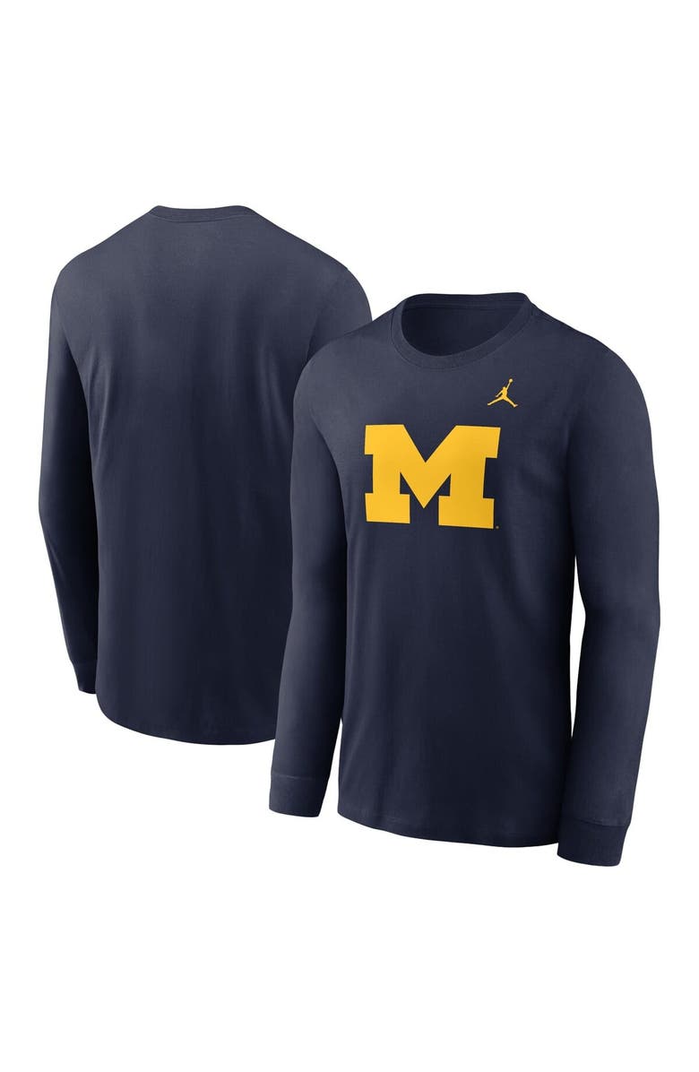 Jordan Brand Men's Jordan Brand Navy Michigan Wolverines Primary Logo Long Sleeve T-Shirt, Main, color, 