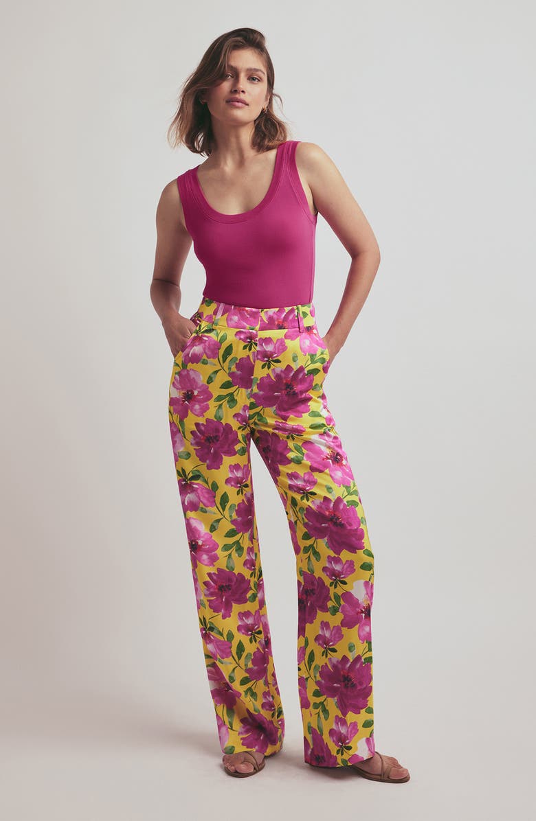 Favorite Daughter The Fiona Floral Satin Pants, Alternate, color, Bold Camellia