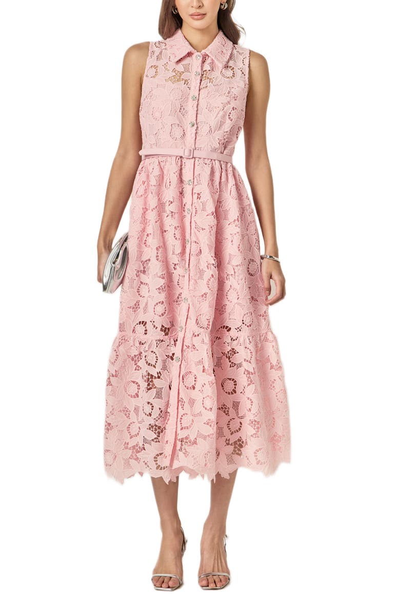 Sleeveless Lace Shirtdress, Main, color, PINK