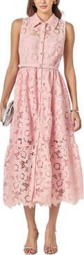English Factory Sleeveless Lace Shirtdress