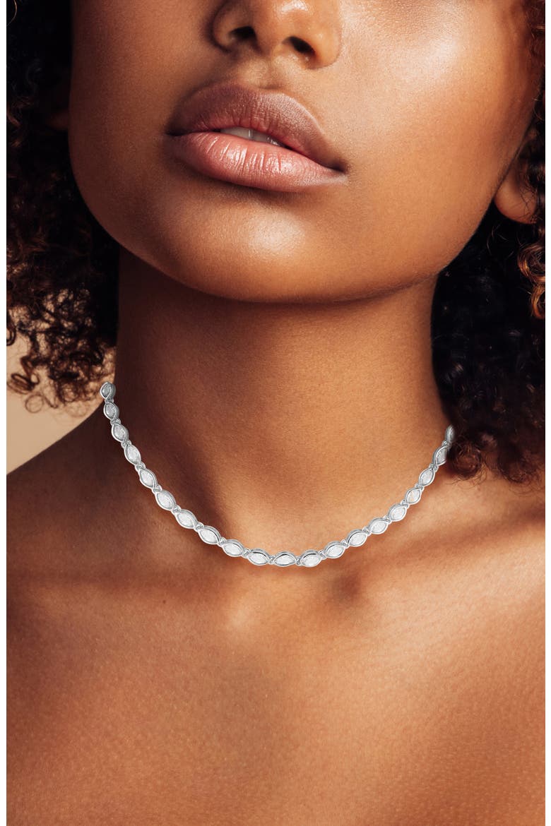 Marquise Cubic Zirconia Tennis Necklace, Alternate, color, SILVER