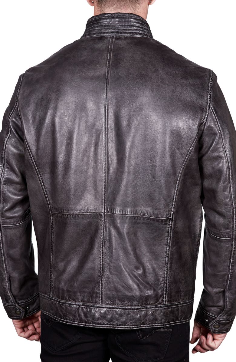 Missani Le Collezioni Leather Jacket, Alternate, color, Charcoal